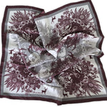 Stag in Claret & Grey | Pure Silk Neckerchief 65cm