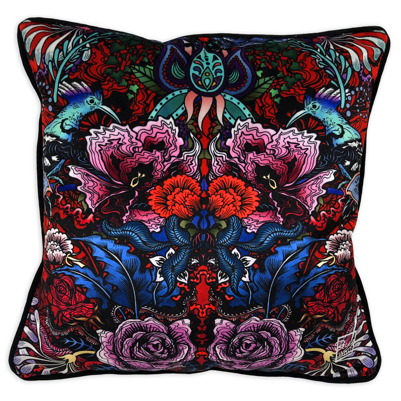Tropical England in Scarlet | Luxury Velvet Cushion