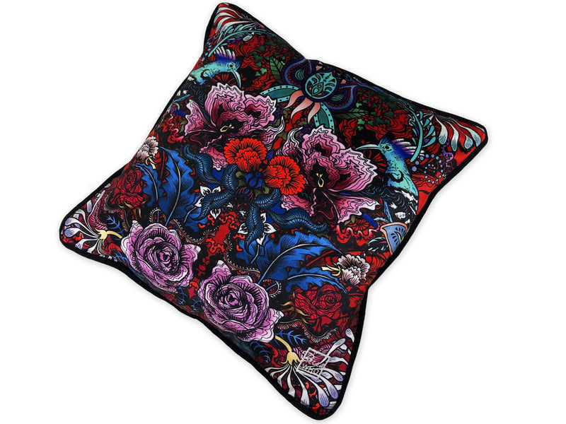 Tropical England in Scarlet | Luxury Velvet Cushion