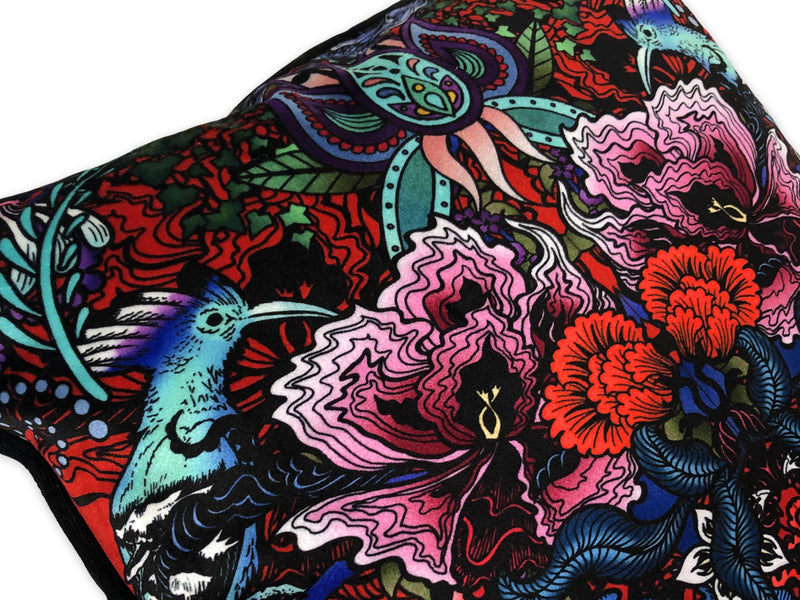 Tropical England in Scarlet | Luxury Velvet Cushion